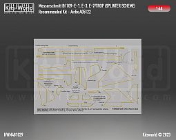 Kitsworld Kitsworld 1:48 Paint Mask Messerschmitt Bf 109E-1 E-3- E-7 Splinter Scheme 1:48 scale Messerschmitt Bf 109E-1, E-3, E-7 Splinter Scheme Set (Variation 2) (Airfix A05122). 
